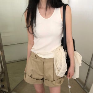 여성 골지 슬리브리스 베이직 나시 레이어링 데일리 나시