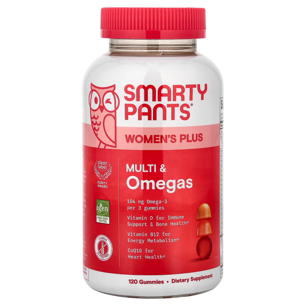 <b>스마티팬츠</b> 여성용 멀티비타민 &amp; 오메가3 구미젤리 120개 딸기 오렌지 레몬 크림맛