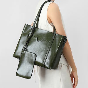 윤휘 여성소가죽가방 대용량 숄더백 토트백 파우치세트 데일리 직장인 쇼퍼백