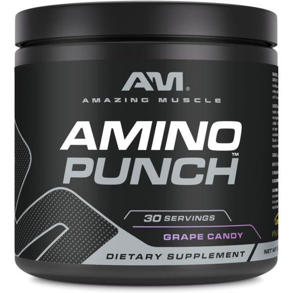 어메이징 머슬 아미노 펀치 30제공량 포도 캔디 맛 <b>아미노산 혼합물</b> 카페인 녹차 그린 커피빈 추출물 바이오페린