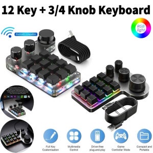 블루투스/USB 유선 프로그래밍 매크로 3/4 노브 RGB 12키 붙여넣기 포토샵 게임 Bla USB Wired 2