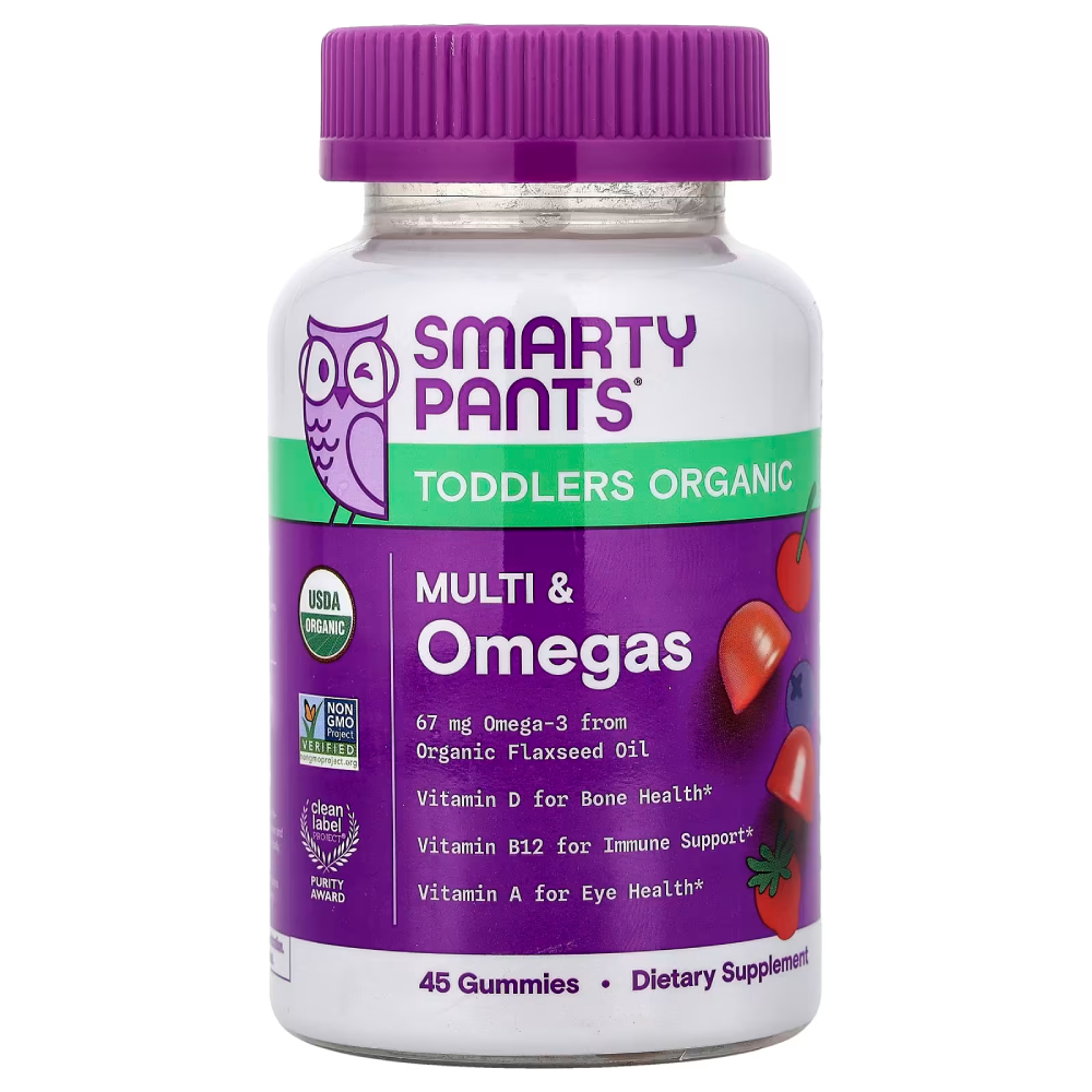 <b>스마티팬츠</b> 토들러 오가닉 멀티 &amp; 오메가 구미젤리 45개 혼합베리 체리맛 유아용 비타민
