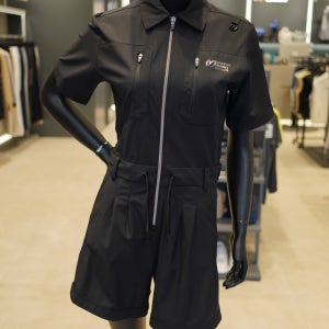 마스터바니에디션 여성 백 슬릿 반팔 집업 점프수트 421E2JO403 BK