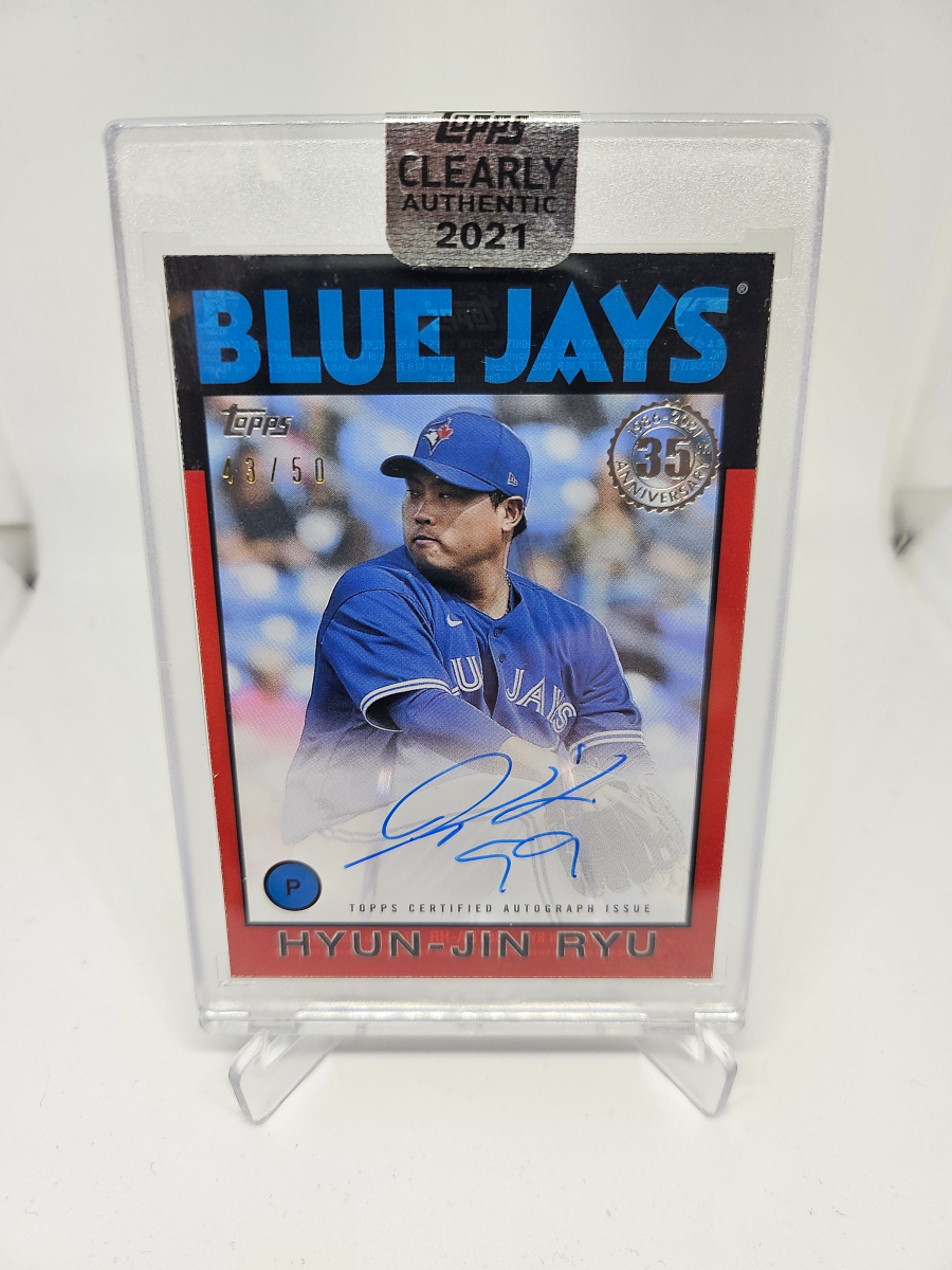 류현진싸인카드 2021 Topps Clearly RED 50장 한정판 친필 Auto 야구카드