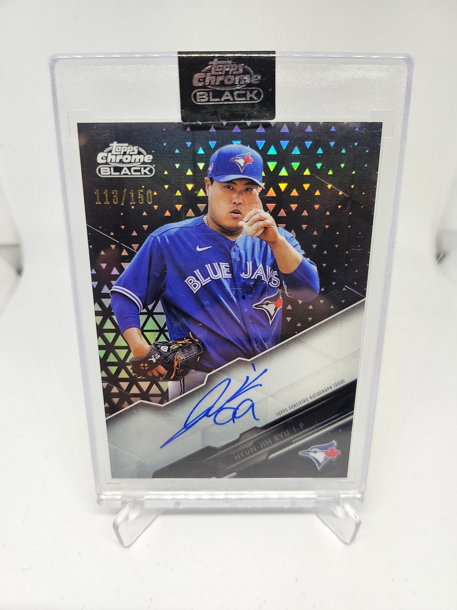 류현진싸인카드 2020 Topps Chrome Black Encased 한정판 오토 야구카드