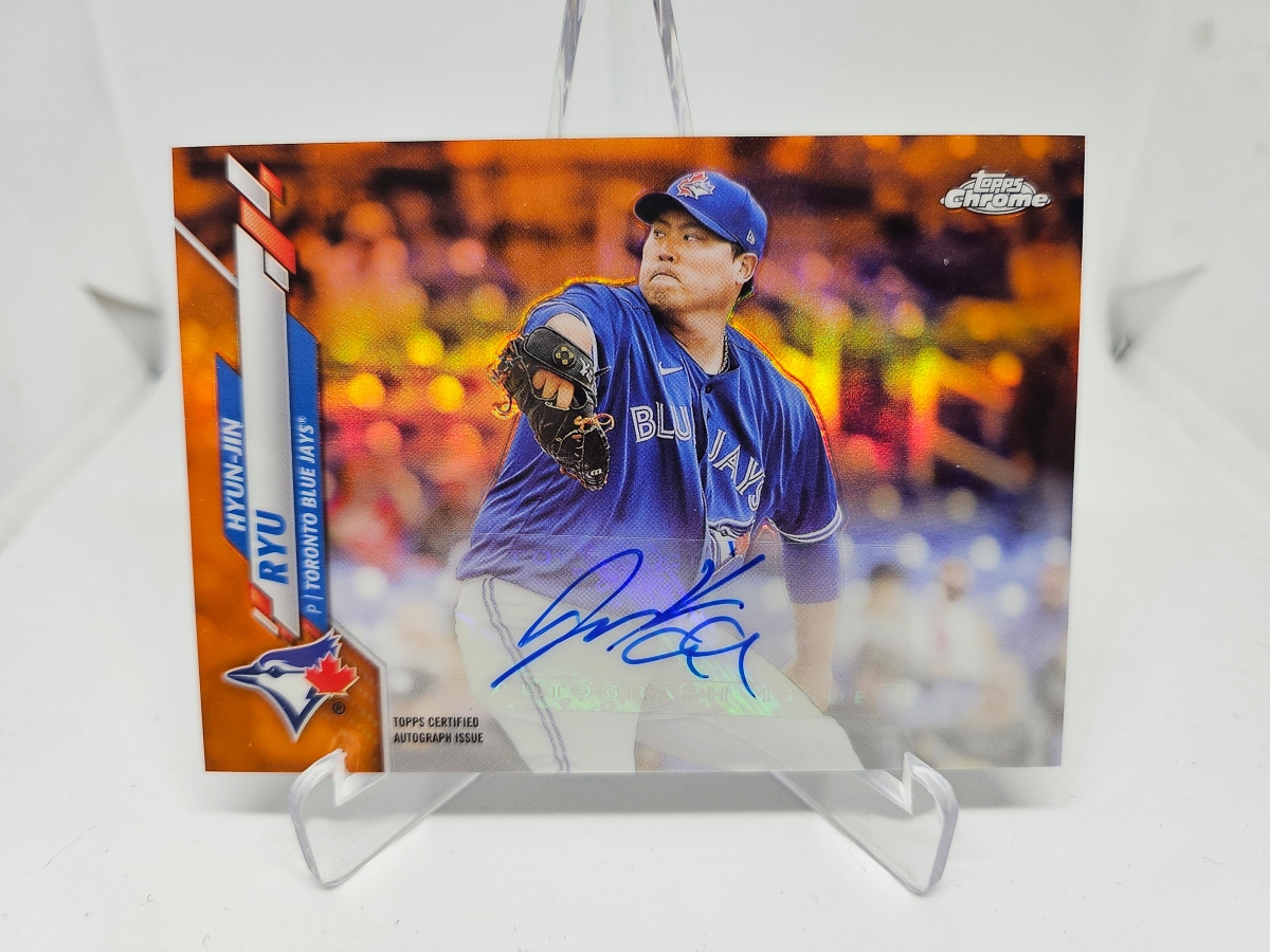 류현진야구카드 2020 Topps Chrome 25장 한정판 친필싸인 오토 MLB 야구 카드