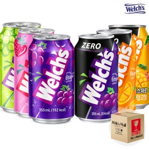 웰치스 제로 포도 오렌지 딸기 망고 샤인머스캣 355ml 12캔세트 2개씩 뚱캔 캔음료수