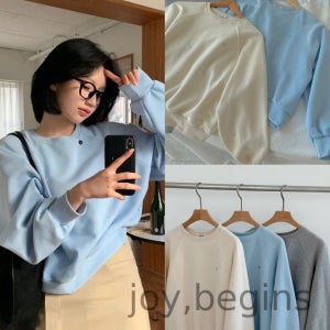 joy, begins - 르솜 피넛 베이직 팬던트 맨투맨(3 color)