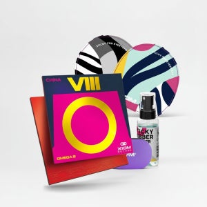 엑시옴 오메가8 차이나 탁구 점착러버+점착러버 전용 관리세트(클리너+보호필름)