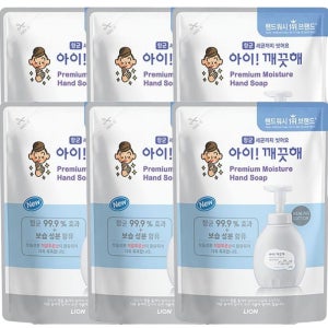 아이깨끗해 프리미엄 모이스처 핸드솝 힐링코튼, 400ml(리필), 6개