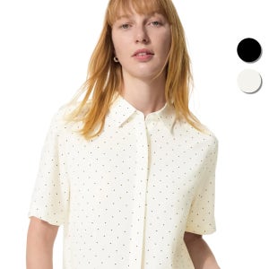 유니클로 셔츠 레이온 도트 반팔 블라우스 오피스룩 484240