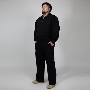 아키아 aki A 오버사이즈 하프짚업 스웨트셔츠 - 에센셜 컬렉션 블랙