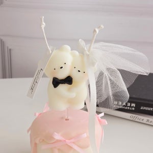 웨딩 곰돌이 케이크초 오브제 신혼부부 선물 브라이덜샤워 토퍼 케이크픽 촬영소품 웨딩초