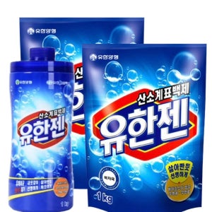 유한젠 산소계 표백제 분말형 1kg 용기+리필 1kg 2개