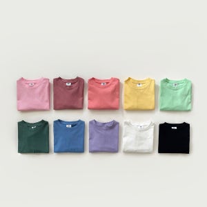 아동 데일리기본티 긴팔 어린이 컬러 면티 라운드넥