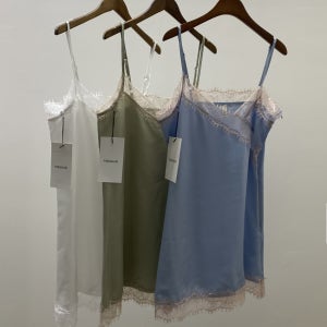 파인게이지 로제 슬립 원피스/아이보리 스카이블루 카키