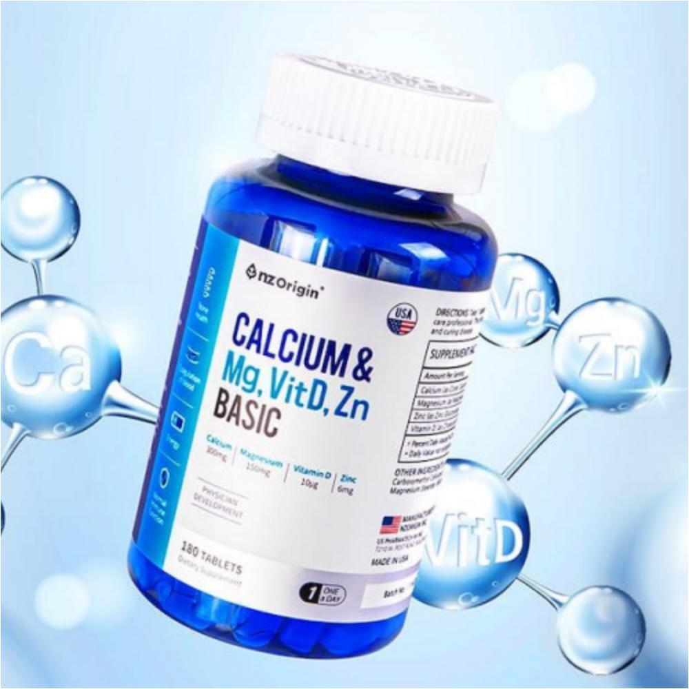 엔젯오리진 칼슘 앤 <b>마그네슘</b> 비타민D 아연 <b>베이직</b> 180정 x 4개 마리셀러