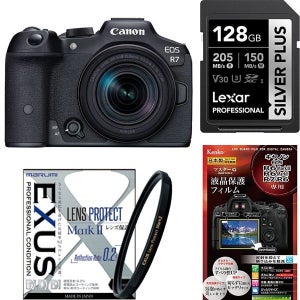디지털카메라 일본 711418 카메라 안심 세트 Canon EOS R7 RF‑S18‑150 IS STM 렌즈 키트SDXC 카드 128GB보호 필터액정 보호 필름