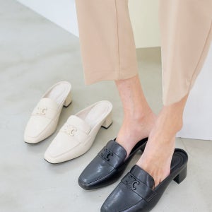 아르본 로렌 로고 스퀘어토 미들힐 블로퍼 뮬 굽 4.5cm