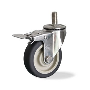 스텐바퀴 102mm (4인치) 볼트M12 회전 토탈앞브레이크 회색 우레탄바퀴 서스 올스텐바퀴