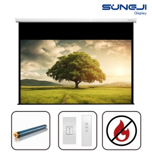 성지 전동스크린 빔스크린 가정용 무선 홈시네마 16:9 방염원단 노출형 342.9cm(135인치), 1개