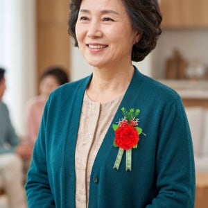 카네이션 조화 코사지 브로치 별그린리본 어버이날 스승의날 부토니에