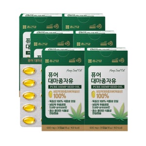 종근당 퓨어 대마종자유 유기농 냉압착 독일산 100% 식물성 오일 30캡슐, 6개