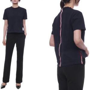 톰브라운 26SS 여성 센터백 스트라이프 반팔티셔츠 FJS013A 00050 415