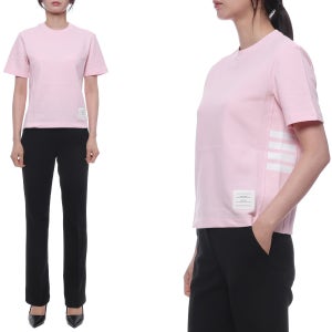 톰브라운 26SS 여성 사선 스트라이프 반팔티셔츠 FJS207A 00050 680