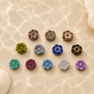 FA3-47 비즈공예 체코 플라워비즈 6mm 7color 1개 목걸이 팔찌 만들기