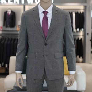 코오롱 브렌우드 여름 울 정장 밴딩 성하용 수트 양복 슬림핏 하객룩 체크 그레이