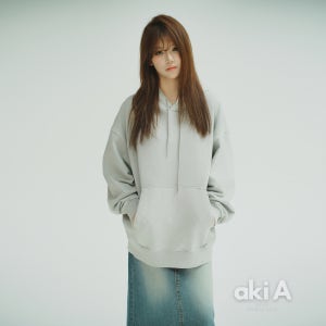 아키아 aki A 980g 고중량 헤비 오버사이즈 후드 - 피그먼트다잉 문 그레이