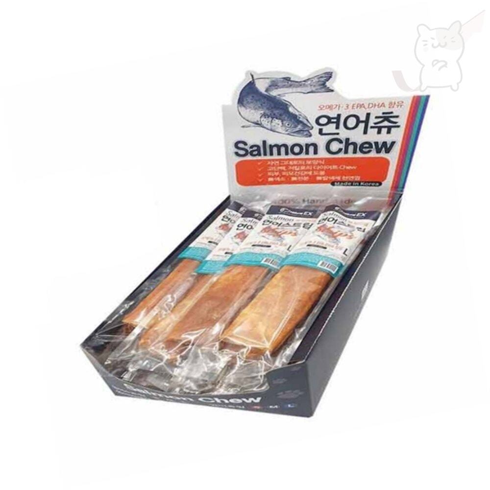 서지스토어 네츄럴EX 연어츄스<b>트립</b>L 1박스 15개입 애견수제간식 강아지연어간식 강아지수제껌