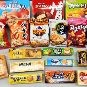 [엄마 픽 과자세트] 총 19가지 간식 선물 세트 포장 봉지+곽과자
