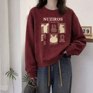 여성 래빗 레터링 맨투맨 약기모 봄 가을 겨울 오버핏 티셔츠