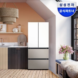 삼성 비스포크 AI 김치냉장고 4도어 490L 1등급 에센셜 화이트+에센셜 베이지(RK70F49M1ZG)