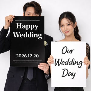 1+1 흑백 웨딩 촬영 소품 결혼 포스터 아워 웨딩 데이 사진 인화 인쇄 감성 스냅 인화지