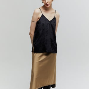 [르하스] [DE BASE] VELVET SLIP TOP_BLACK