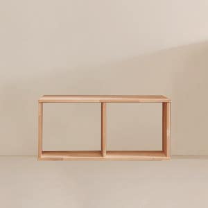 미젠시아 MJ 고무나무 1단 2칸 중블럭 책장 1color 01