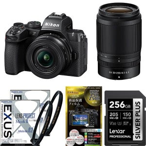 디지털카메라 일본 711362 카메라 안심 세트 NIKON Z50II 듀얼 줌 키트SDXC 카드 256GB보호 필터보호 필터액정 보호 필름