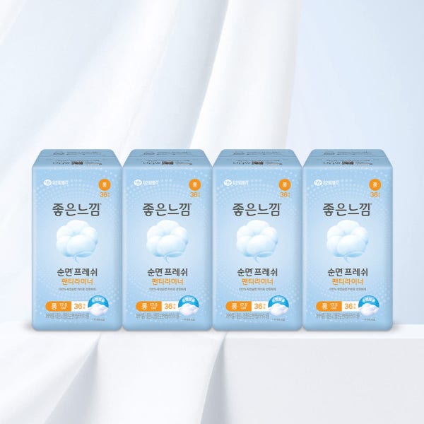 좋은느낌 순면프레쉬 롱 라이너 36매 X 4팩 / 냄새 99% 제거 순면 생리대
