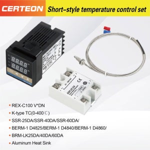 REX C100 온도 컨트롤러 디지털 디스플레이 K형 열전대 솔리드 스테이트 릴레이 (2 DN SSR 25DA