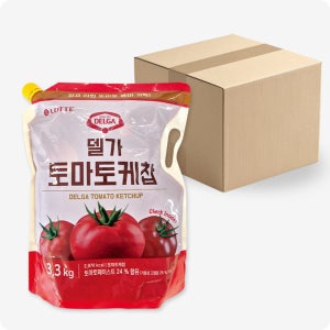 [다인] 롯데 델가 토마토 케찹 스파우트팩 3.3kg, 4개