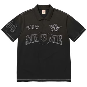 슈프림 트루릴리전 아플리케 폴로 반팔 블랙