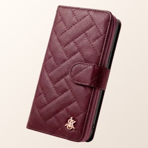 지갑 다이어리 카드수납 케이스 지케이펄 지퍼 스트랩 버건디, 갤럭시A71-A퀀텀 공용