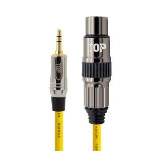 HDTOP 국산 메탈 3.5스테레오 XLR암 마이크 케이블 옐로우 40M HT-TP4733