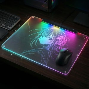 RGB 게이밍 강화유리 마우스 패드 키보드 겸용 장패드 9H 고강도 유리
