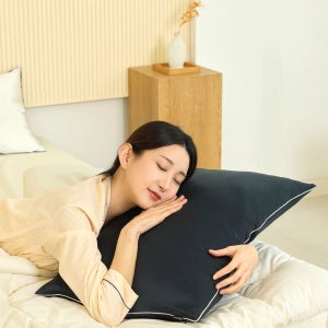 실크원 실크 베개커버 호텔 배게 베갯잇 알러지케어 블랙, 50x70cm