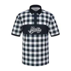 Check Print Polo Shirts_Navy (Men) (QM0EKS21149)