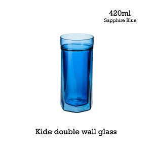 피른 키데 글라스 더블월 이중 내열 카페 커피 잔 유리컵 420ml, 1개, 사파이어 블루